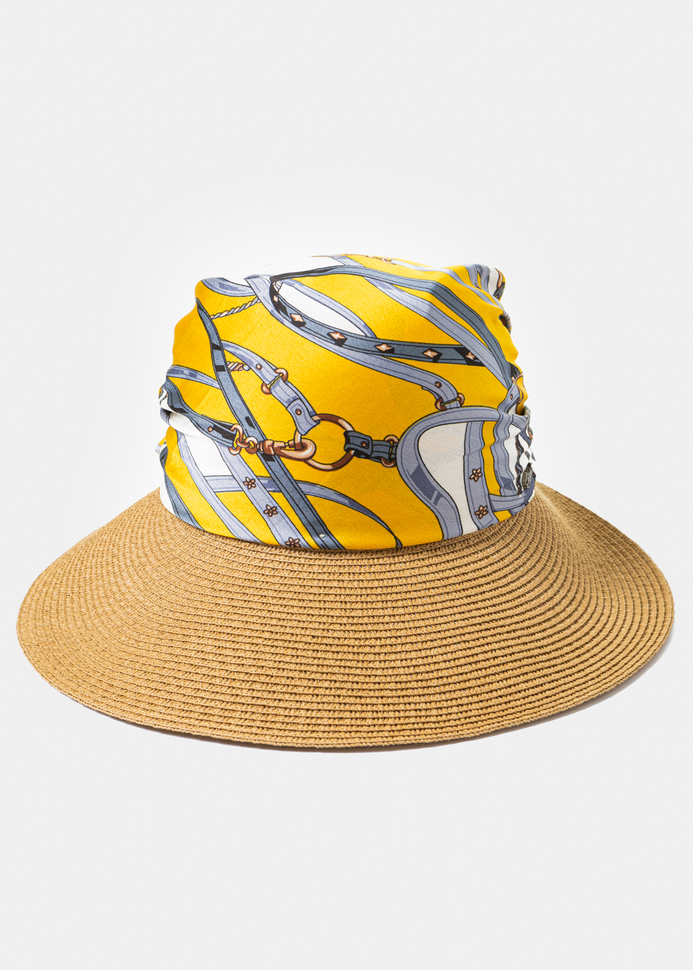 Brown Hat w/ Satin Bandana